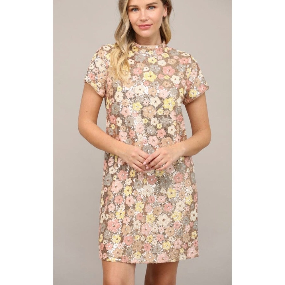 Fate Gold Sequin Mini Dress, Women's size Small